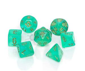 Chessex Borealis® Poliédrico Light Green/Gold Luminary 7-Die Set