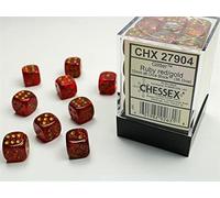 Chessex Chx-27904 Set 36 Tuercas 6 Caras, Glitter Ruby/Oro, 12 (Importación USA)