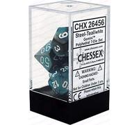 Chessex Dice: CHX26456 Juego de Dados Gemini: Steel-Teal/White (7)
