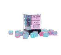 Chessex Dice Set - 12mm Gemini: Gel Green-Pink/Blue Luminary Dice Block - Dungeons and Dragons D & D DND TTRPG Dice - Includes 36 Dice - D6