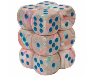 Chessex Festive Hexaedro de bloque de dados D6 de 16 mm, 12 piezas para mayores