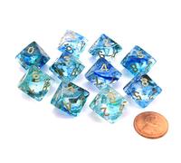 Chessex Juego de Dados d10: luminaria Nebulosa - Oceanic con Oro (10)