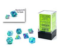 Chessex Dice Set - 10mm Festive Waterlily/White Polyhedral Dice Set - Dungeons and Dragons D&D DND TTRPG Dice - Includes 7 Dice - D4 D6 D8 D10 D12 D20 D%,CHX20546
