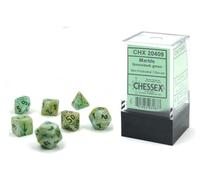 Chessex - Mini Marble Polyhedral 7 Die Set - Green & Dark Green