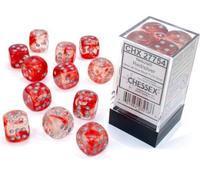 Chessex Nebula Dice Block 16mm d6 Red with Silver Luminary (12 (Importación USA)