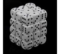 Chessex Opaco 12 mm d6 con pips Dice Blocks (36 Dice) - Blanco con Negro