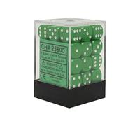 Chessex Opaco 12 mm d6 con pips Dice Blocks (36 Dice) - Verde y Blanco