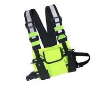 Chest Bag, 23.5/19.5/4.3 Centimeters Outdoor Front Chest Pack with Extra Storage, Green/Black Waterproof Sports Pouch for Running, Cycling and Climbing