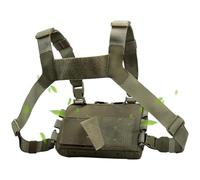 Chest Pack - Chaleco de exterior para caza y ciclismo, tela Oxford, negro/marrón/verde, correas ajustables, babero deportivo multifunción con múltiples bolsillos, de pecho manos libres para