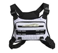 Chest Pouch for Workouts, Reflective Chest Bag, Adjustable Breathable Running Vest for Mountain Climbing & Cycling, Men and Women, Waterproof Fabric SBR