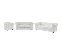 Chesterfield - Conjunto de sofá y sillón Relax - Blanco - 6 plazas