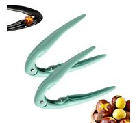 Chestnut splitter, multi-purpose nutcracker, comfortable grip, safely shells chestnuts in seconds, saves cooking time, ergonomic handle (2*Green)