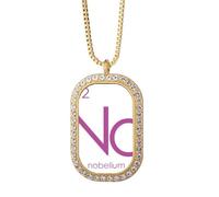 Chestry Elements - Colgante de cristal dorado con diamantes y nobelio con tabla de época