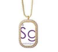 Chestry Elements - Collar con colgante de metal de transición de mesa de época Seaborgium Sg con diamantes de cristal dorado