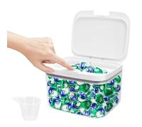 CheurYae Almacenamiento de detergente para ropa de 2.8 L, contenedor de cápsulas de lavandería con taza medidora, organizador de gran capacidad para bombas de baño