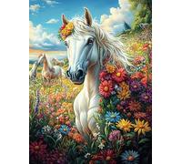 Cheval Blanc Dans le Jardin Fleuri Rompecabezas 500 Piezas Cartón para Niños Mayores 14 Años Mitos fantásticos Entretenimiento Casa Terapia Relajación Ocio Doméstico Detalle Único Original 500 PCS