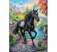 Cheval Noir Sur un chemin pavé Rompecabezas 1000 Piezas Cartón Grueso para Parejas Mitos fantásticos Desarrollo Habilidades Pieza Decorativa Casa Pack Completo Regalo Cumpleaños 1000 PCS
