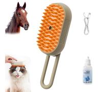 Chevaroo Horse Steam Brush,Chevaroo 3-In-1 Self-Cleaning Steam Pet Brush for Shedding,Silicone Bristle Head 360° Rotating Chevaroo Steam Brush for Horses and Pet (Khaki)