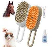 Chevaroo Horse Steam Brush,Chevaroo 3-In-1 Self-Cleaning Steam Pet Brush for Shedding,Silicone Bristle Head 360° Rotating Chevaroo Steam Brush for Horses and Pet (2pcs)
