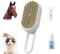 Chevaroo Horse Steam Brush,Chevaroo 3-In-1 Self-Cleaning Steam Pet Brush for Shedding,Silicone Bristle Head 360° Rotating Chevaroo Steam Brush for Horses and Pet (White)