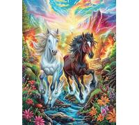 Chevaux au galop au coucher de soleil sur l'océan Rompecabezas 1000 Piezas Cartón Para Toda La Familia Mitos Animal planta Ocio Tranquilo En Casa Alivio Ansiedad Decoración Artística Detalle Regalo 10