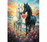 Chevaux au Galop au Coucher de Soleil Sur l'océan Rompecabezas 300 Piezas Cartón Grueso para Coleccionistas Animal Planta Noches De Cita Mejora Concentración Ocio En Casa Regalo Reyes Magos 300 PCS
