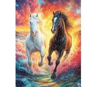 Chevaux au Galop au Coucher de Soleil Sur l'océan Rompecabezas 300 Piezas Cartón para Niños Mayores 14 Años Mitos fantásticos Noches De Cita Antiestrés Pack Completo Detalle Único Original 300 PCS