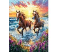 Chevaux au Galop Dans Les vagues de l'océan Puzzle 300 Piezas Papel Principiantes Mitos fantásticos Agilidad Mental Actividad Hacer En Grupo Colgar Pared Detalle Cumpleaños 300 PCS
