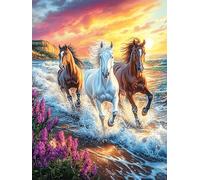 Chevaux au Galop Sur la Plage Rompecabezas 1000 Piezas Cartón para Principiantes Mitos Animal Planta Días Lluviosos para Pasar Tiempo Vacaciones Fines De Semana Regalo Cumpleaños 1000 PCS