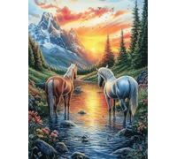 Chevaux dans le lac de montagne Rompecabezas 1000 Piezas Cartón Para Principiantes Mitos fantásticos Cuento De Hadas Vacaciones Y Fines De Semana Hobby Y Ocio Calidad Profesional Regalo Cumpleaños 100