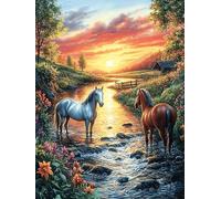 Chevaux Dans le ruisseau de montagne Puzzle 1000 Piezas Cartón Grueso para Adultos Y Adolescentes Mitos Animal Planta Calmar La Mente Entretenimiento Casero Regalo Ideal 1000 PCS