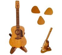 CHEVIXOR Caja de púas de guitarra de madera con soporte, estuche para púas de guitarra con 3 soportes para púas de guitarra, caja fina para púas de guitarra acústica