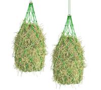 Chevnzev 2 piezas de red grande de alimentación lenta para caballos con agujeros de 40 pulgadas que promueve el comportamiento natural de pastoreo, alimentadores portátiles para caballos para