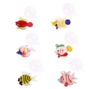 Chevnzev 6 piezas de decoración de peces flotantes de cristal colorido para acuario, decoración artesanal de burbujas para decoración del hogar