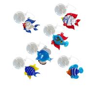 Chevnzev 6 piezas de decoración de peces flotantes de cristal colorido para acuario, decoración artesanal de burbujas para decoración del hogar