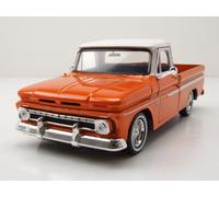 Chevrolet C-10 Fleetside Pick-Up Get Bajo 1966 Naranja Blanco 1:24 MotorMax