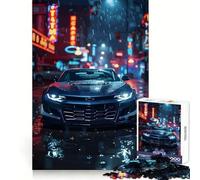 Chevrolet Camaro en Neon City Rain,Rompecabezas de 1000 Piezas para Adultos,Juego de Estrategia,Ocio y Entretenimiento,Ajuste preciso,Regalo Ideal (38x26cm)