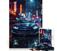 Chevrolet Camaro en Neon City Rain,Rompecabezas de 1000 Piezas para Adultos,Regalos,Ejercicio Mental,Escape Tranquilo,Ajuste (38x52cm)