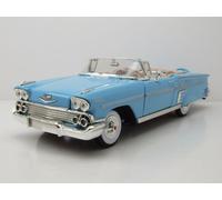 Chevrolet Impala Convertible 1958 Azul Claro Coche a Escala 1:18 MotorMax