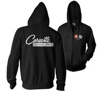 Chevrolet Licenciado Oficialmente Corvette C2 Stingray Sudadera con Capucha con Cremallera (Negro), Medium