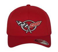 Chevrolet Licenciado Oficialmente Corvette C5 Flags Gorra de béisbol Flexfit (Rojo), Small/Medium