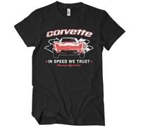 Chevrolet Licenciado Oficialmente Corvette - In Speed We Trust Camiseta para Hombre (Negro), Large
