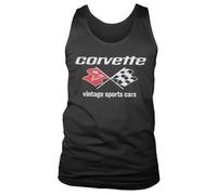 Chevrolet Licenciado Oficialmente Corvette Vintage Sport Cars Camiseta sin Mangas (Negro), Medium