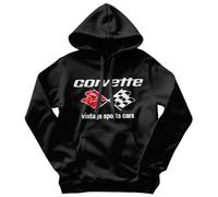 Chevrolet Licenciado Oficialmente Corvette Vintage Sport Cars Sudaderas con Capucha (Negro), Large
