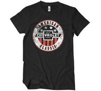 Chevrolet Licenciado Oficialmente Washed Classic Camiseta para Hombre (Negro), Medium