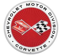 Chevrolet Motor Division Corvette Logo Round Metal Sign - Classic Corvette Sign for Garage, Shop or Man Cave
