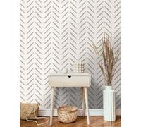 Chevron Brush Marks 13041 - Papel pintado para pared, color gris pardo/crema