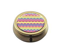 Chevron Pattern Custom Round BronzeBox Pocket 2.1" - 3 CompartimentosBox/Pastillero Bolsillo