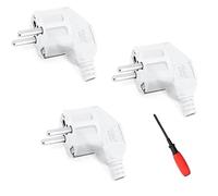 CHEVVY 3 Piezas Schuko Power Socket 16A, 250V para Enchufe Extensión Conector Clavija Europea para cables de 8 a 10 mm Enchufe IP20 Blanco