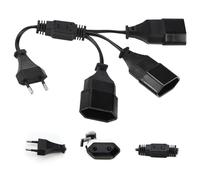 CHEVVY 30CM 3 en 1 Cable de extensión de energía, Tipo C Macho Enchufe de la UE Cable de extensión para TV Monitor de Ordenador Beamer, Negro